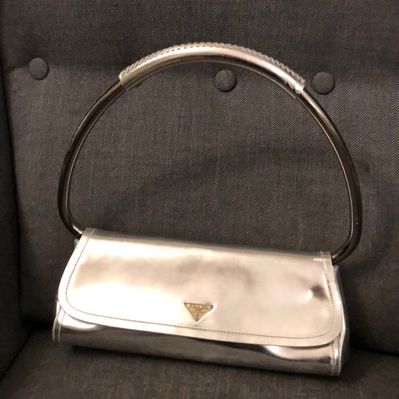 Prada Handbags - Authentic Prada Silver Ring Handle Bag